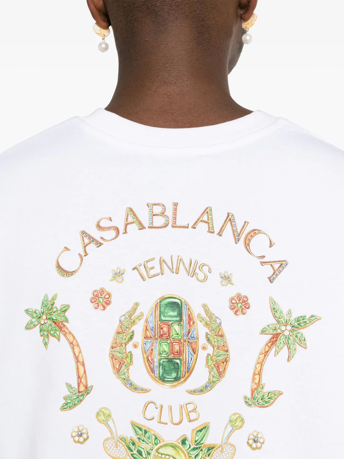 Casablanca Joyaux D'Afrique Tennis Club bedrucktes T-Shirt in Weiß