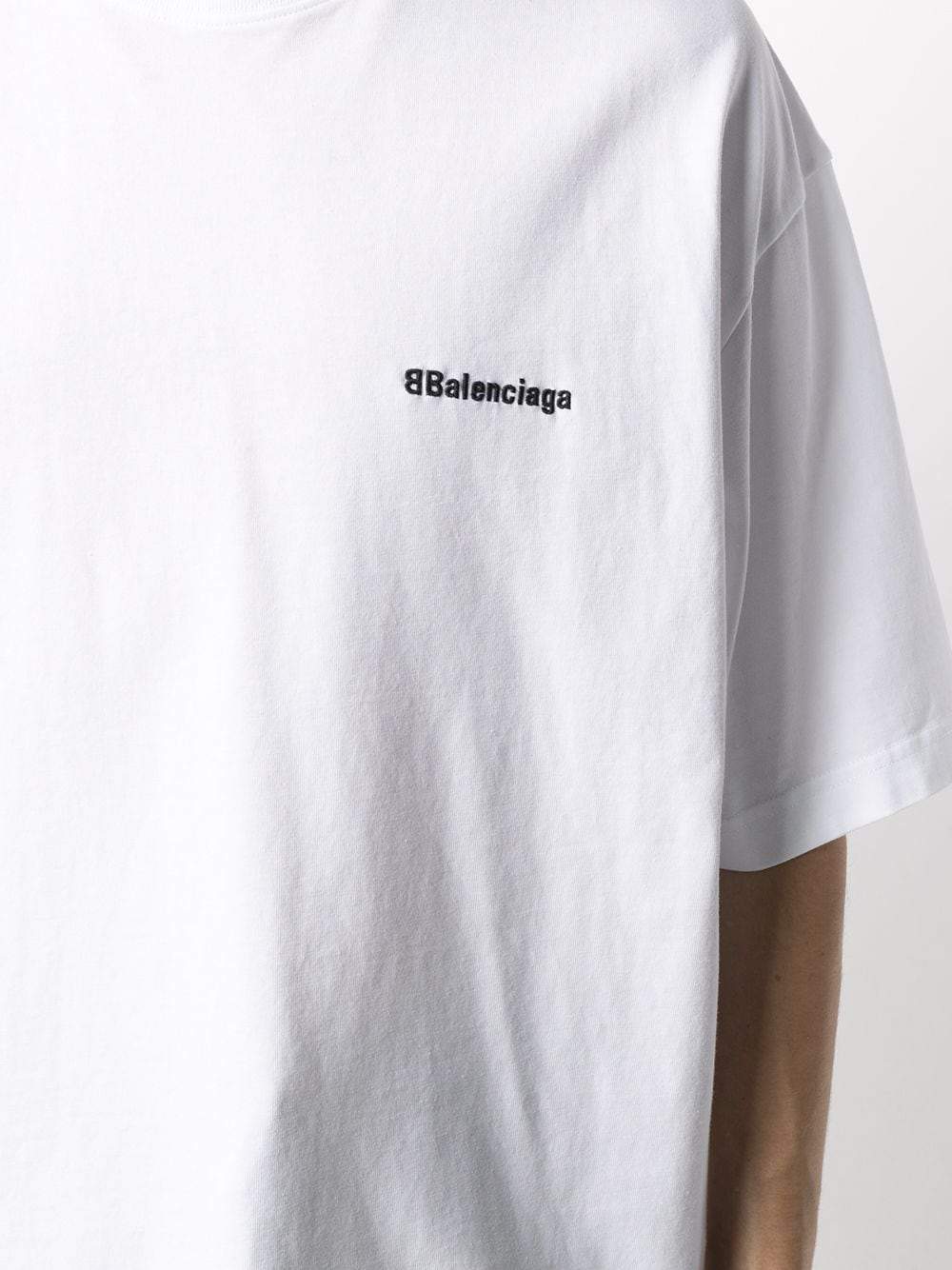 Balenciaga – Oversize-T-Shirt mit BB-Logo-Stickerei in Weiß