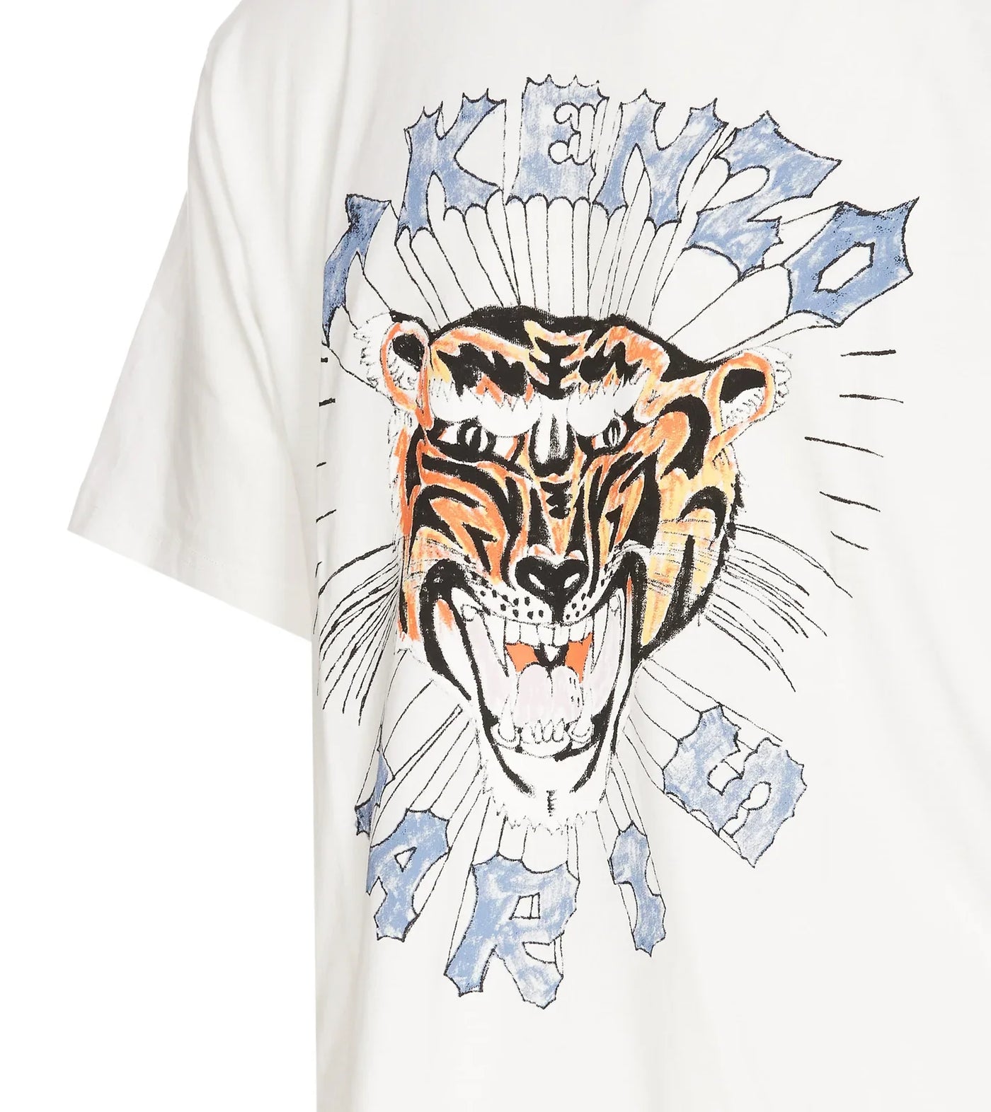 Kenzo – Weißes T-Shirt mit Tiger-Logoprint