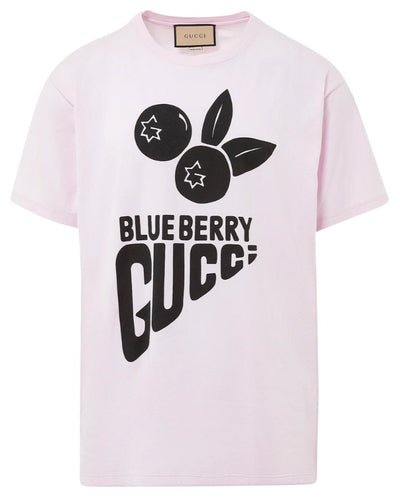 Gucci Blueberry Gucci bedrucktes T-Shirt in Pink