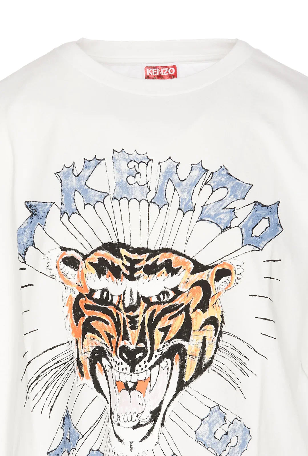 Kenzo – Weißes T-Shirt mit Tiger-Logoprint