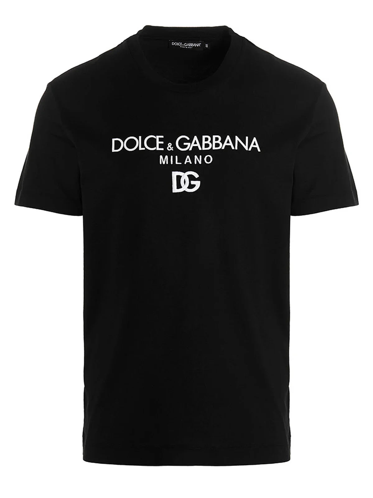 Dolce &amp; Gabbana – T-Shirt mit besticktem DG Milano-Logo in Schwarz