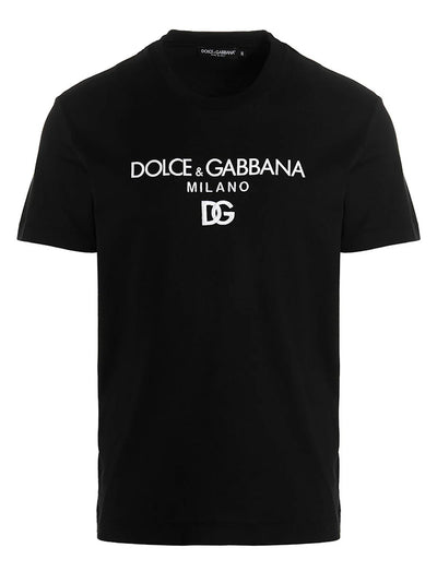Dolce &amp; Gabbana – T-Shirt mit besticktem DG Milano-Logo in Schwarz