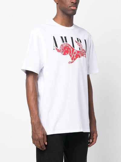 Amiri CNY – Weißes T-Shirt mit Bandana-Hasenprint