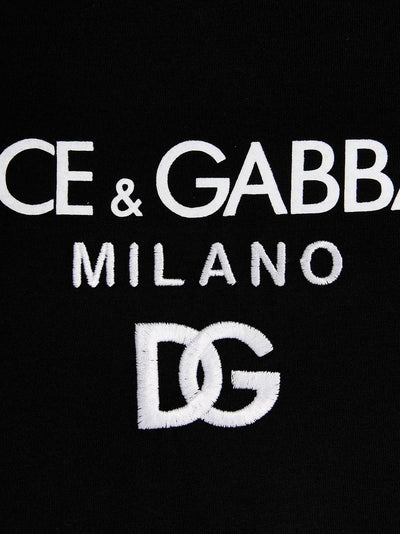 Dolce &amp; Gabbana – T-Shirt mit besticktem DG Milano-Logo in Schwarz