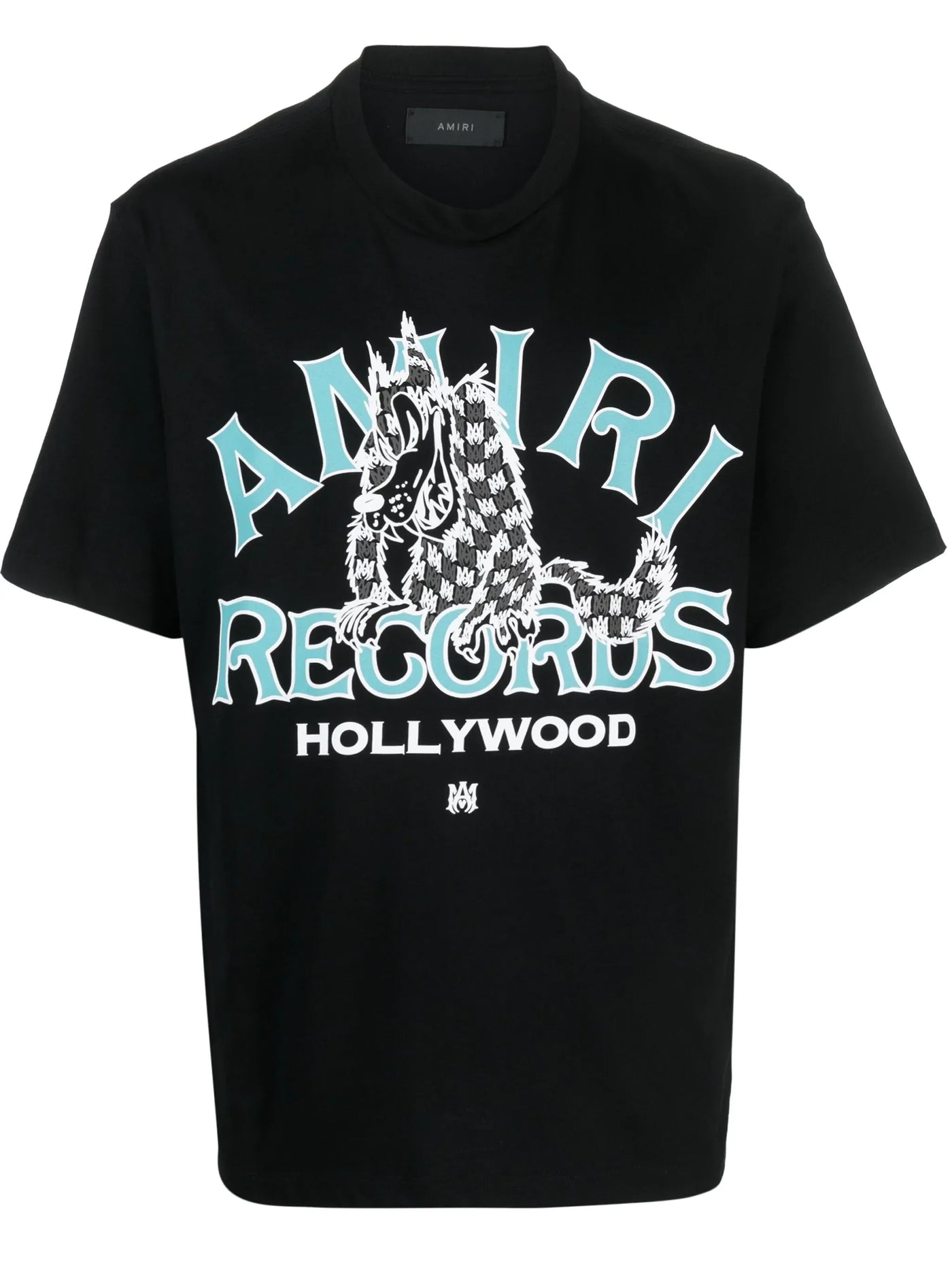 Amiri Records – Schwarzes T-Shirt mit Wolfsdruck