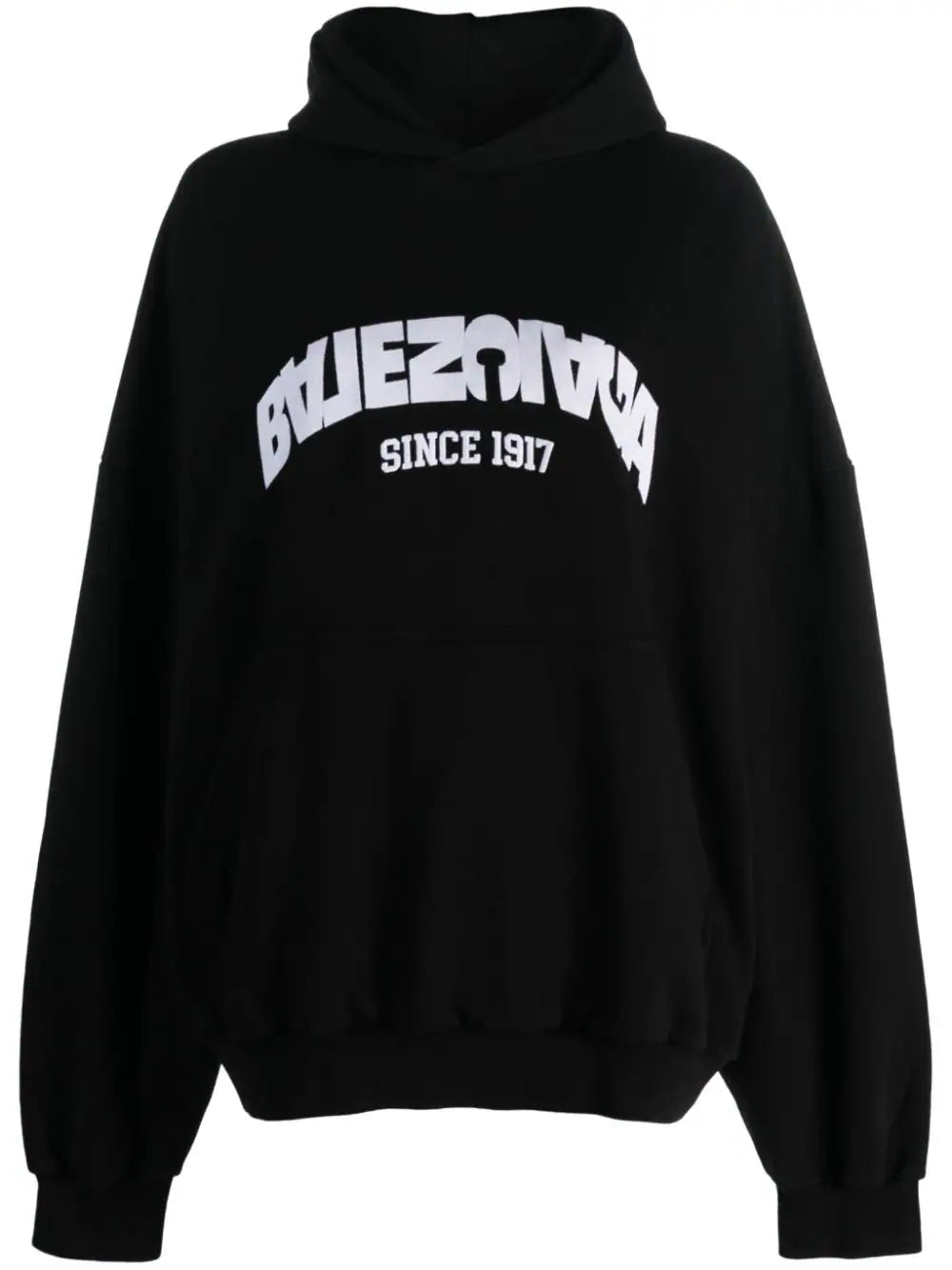 Balenciaga – Runder Hoodie mit Rückenklappe und Übergröße in Schwarz