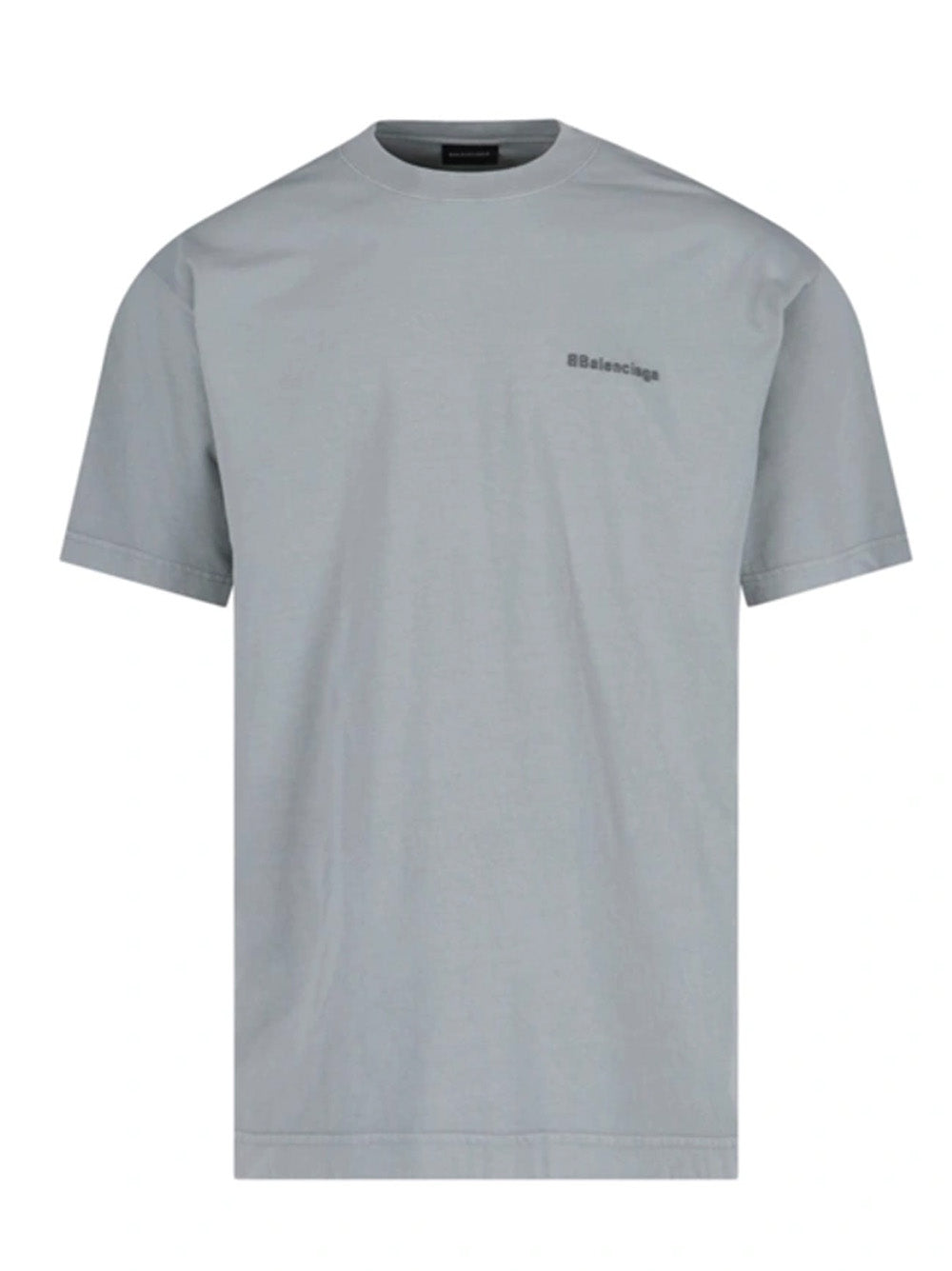 Balenciaga – Oversize-T-Shirt mit aufgesticktem BB-Logo in Grau