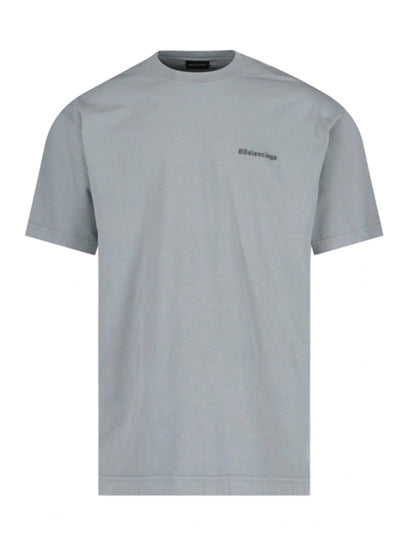 Balenciaga – Oversize-T-Shirt mit aufgesticktem BB-Logo in Grau