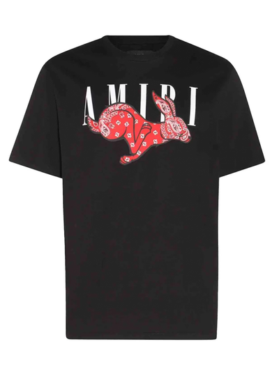 Amiri – CNY – Schwarzes T-Shirt mit Bandana-Hasenprint