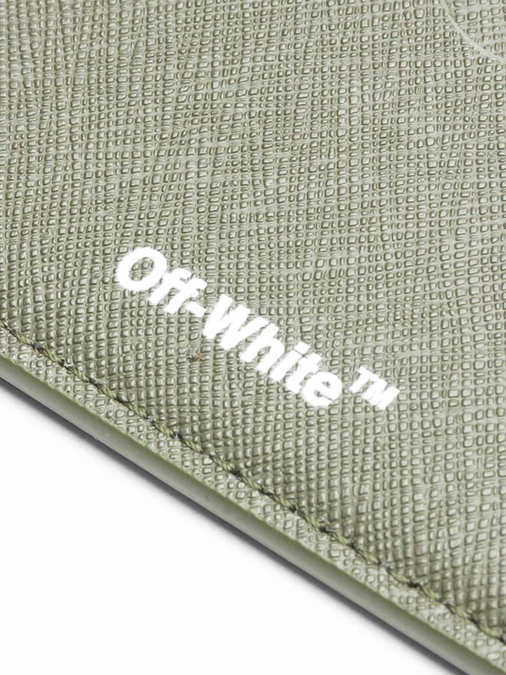 Off-White Kartenetui mit gestreiftem Logo in Militärweiß-Khaki