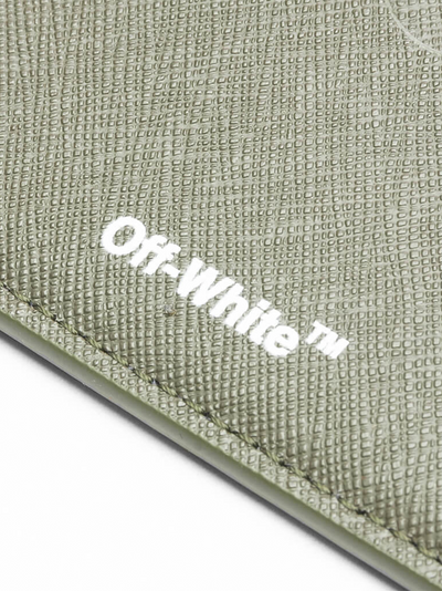 Off-White Kartenetui mit gestreiftem Logo in Militärweiß-Khaki
