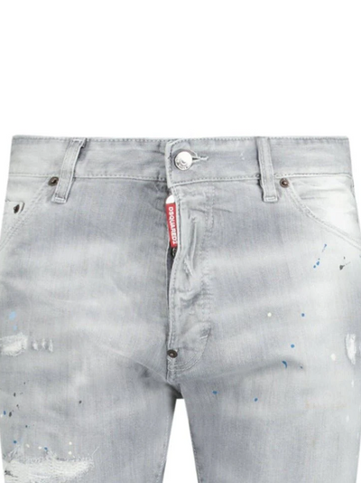 Dsquared2 – Cool Guy – Schmal geschnittene Jeans mit Farbspritzern und Rissen in Grau
