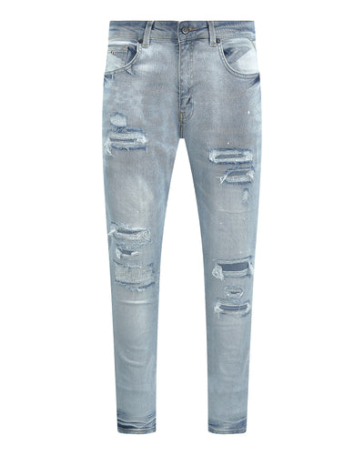 Magiri Paris – Zerrissene Jeans im Used-Look in Hellblau