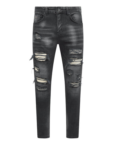 Magiri „Rouen“ zerrissene Jeans in Schwarz
