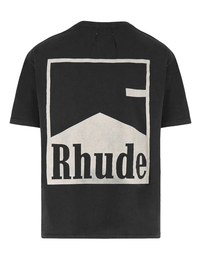 Rhude – T-Shirt mit kastiger Passform und Chevron-Print in Schwarz