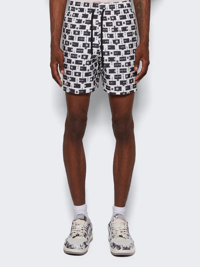 Amiri Interweave Badeshorts in Weiß/Schwarz