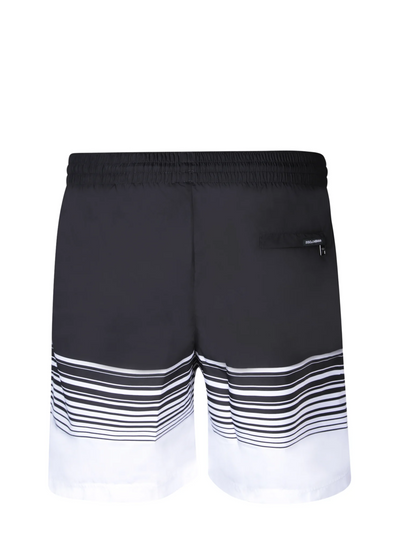 Dolce &amp; Gabbana – Gestreifte Badeshorts mit Kordelzug in Schwarz/Weiß