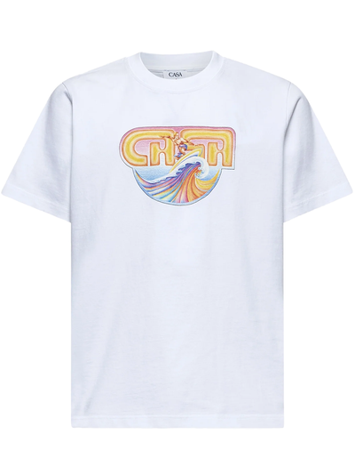 Casablanca – Weißes T-Shirt mit Surf-Print