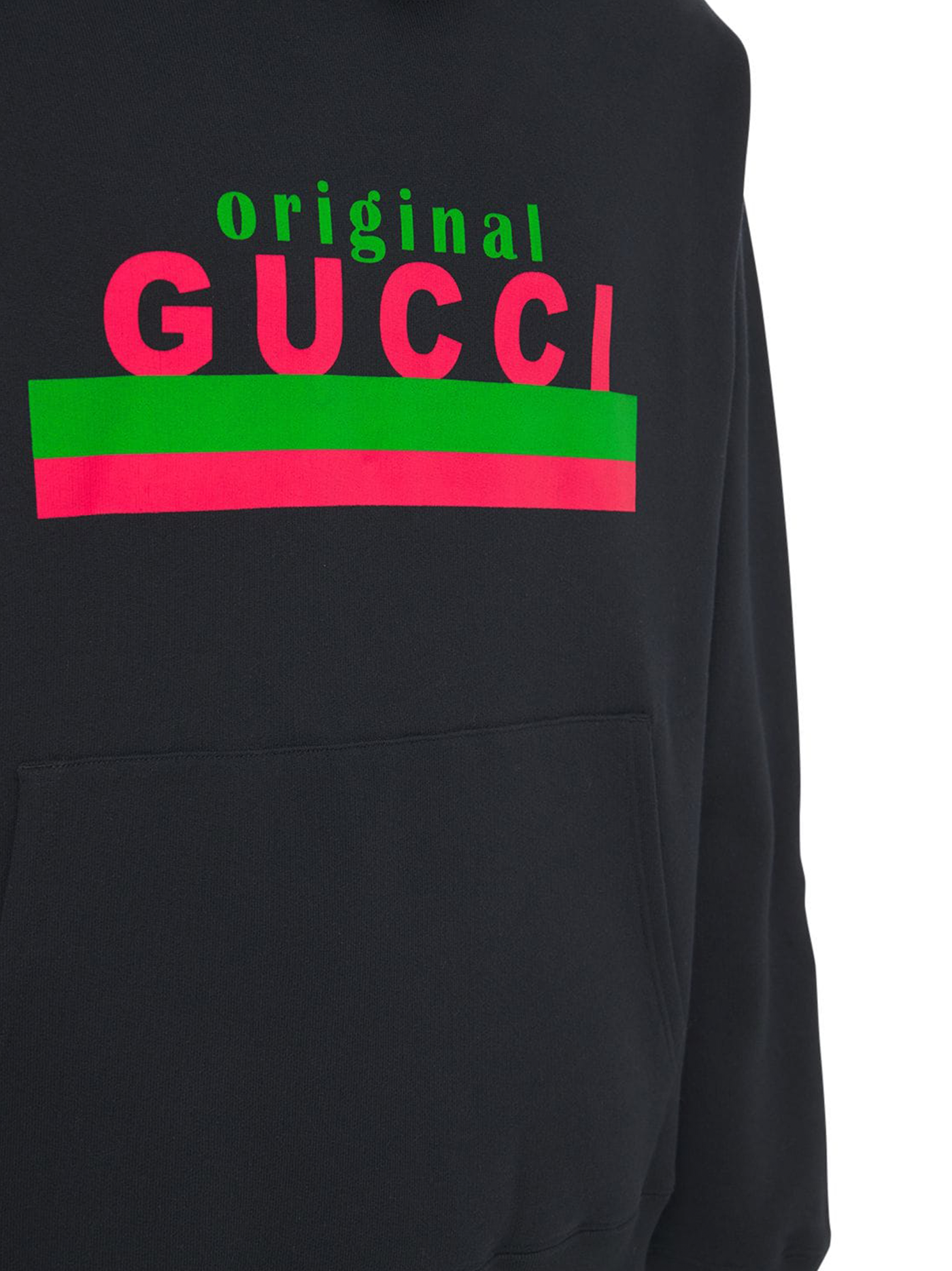 Schwarzer Kapuzenpullover mit Gucci-Originallogo-Aufdruck