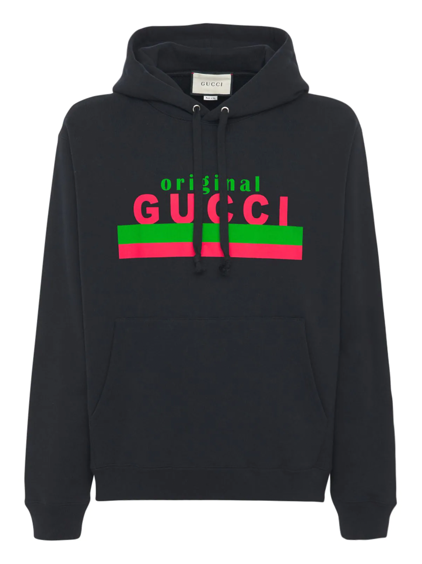 Schwarzer Kapuzenpullover mit Gucci-Originallogo-Aufdruck