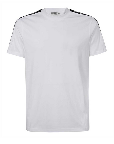 Givenchy – Schmal geschnittenes T-Shirt mit gebrochenem Ärmellogo in Weiß