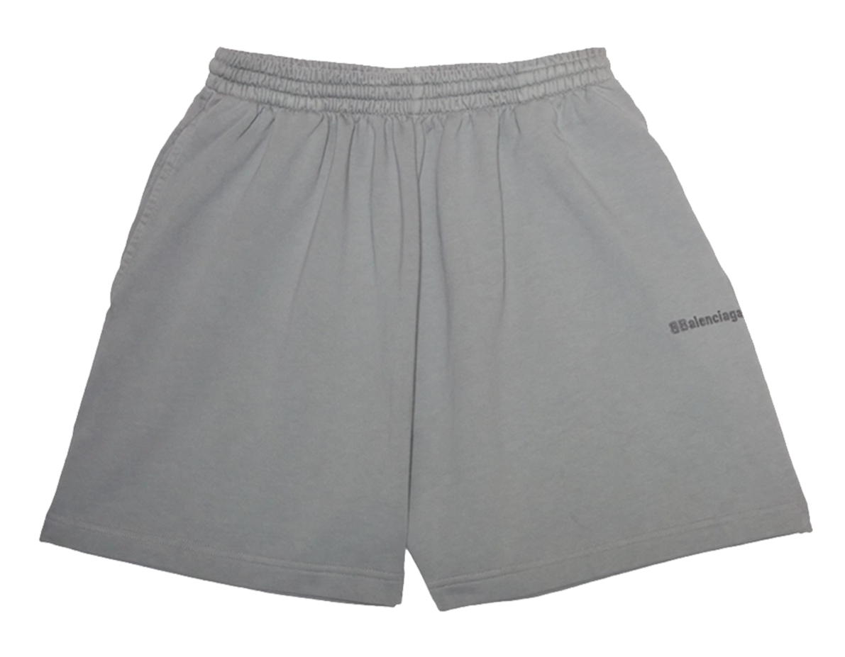 Balenciaga – Baumwollshorts mit BB-Logo-Stickerei in Grau