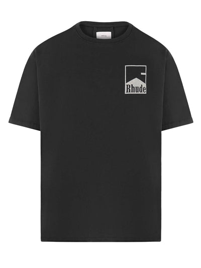 Rhude – T-Shirt mit kastiger Passform und Chevron-Print in Schwarz