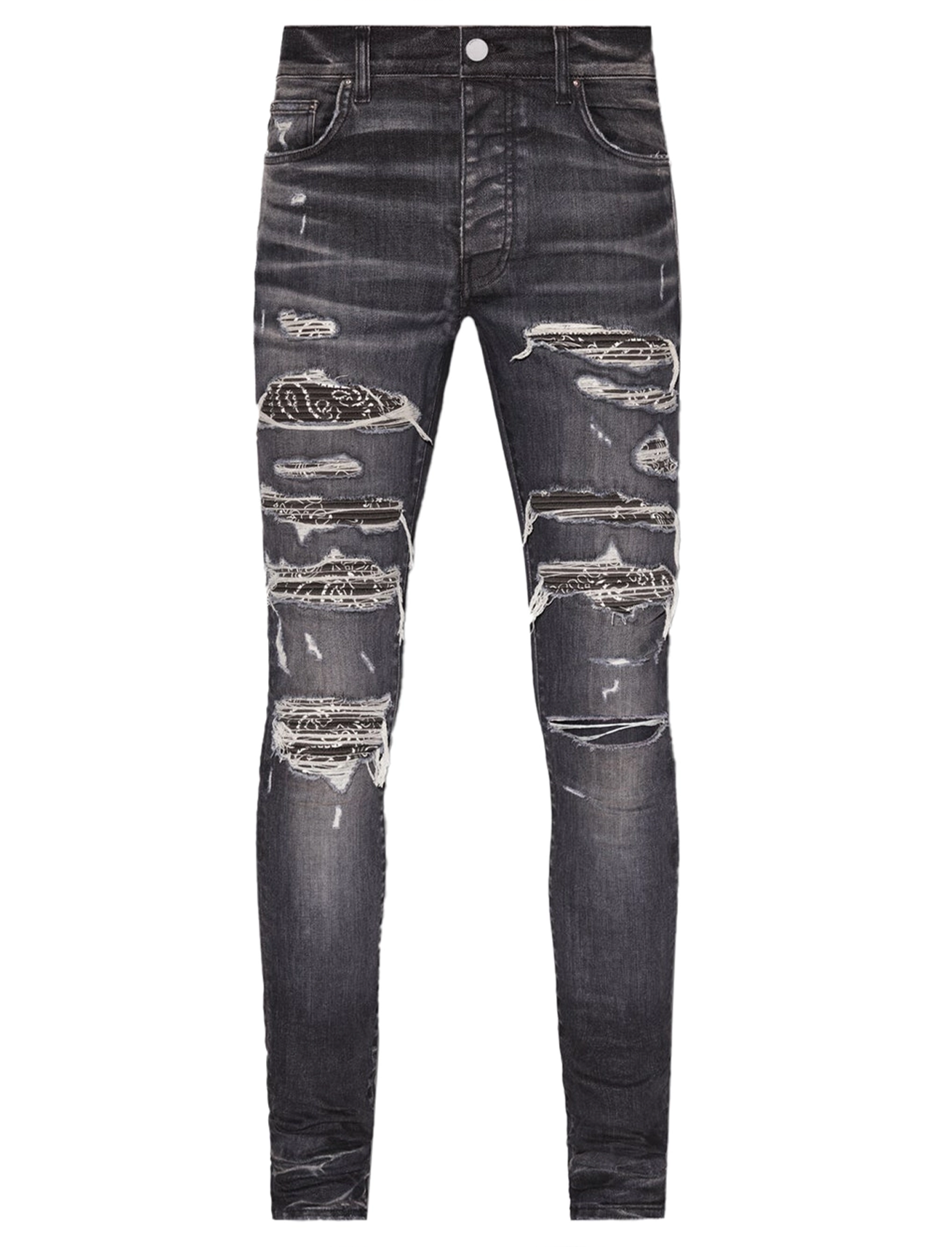Amiri – Bandana Thrasher – Zerrissene Jeans in Grau