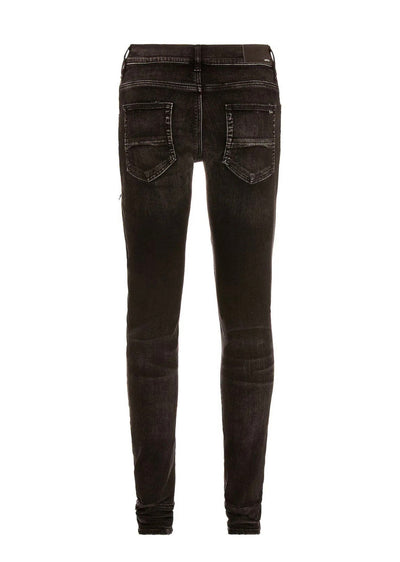 Amiri – Schwarze Lederjeans „MX1 Aged“ im Camouflage-Look