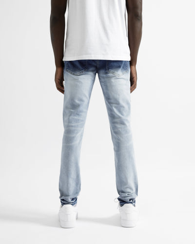 Magiri – Cannes – Zerrissene Jeans mit Farbverlauf und verblasstem Farbverlauf in Blau