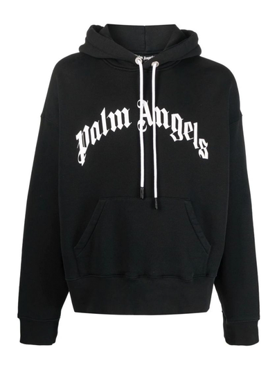 Palm Angels – Kapuzenpullover mit geschwungenem Logo in Schwarz