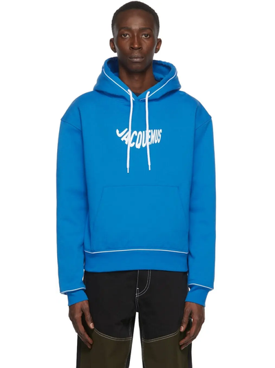 Jacquemus „Le Sweatshirt Vague“-Logo-Kapuzenpullover mit Wellenblau-Print