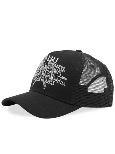 Amiri – Schwarze Kappe mit Pegasus-Stickerei