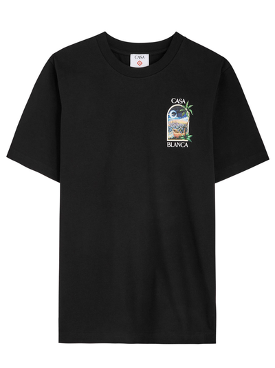 Casablanca – T-Shirt mit LA-Night-Print in Schwarz