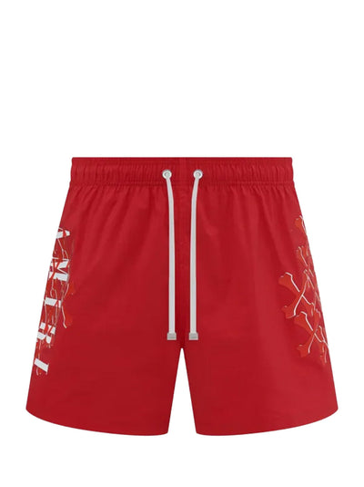 Amiri – Badeshorts mit Bones-Print in Rot