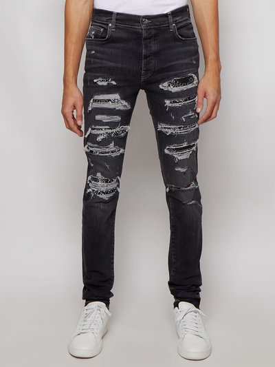 Amiri – Bandana Thrasher – Zerrissene Jeans in Grau