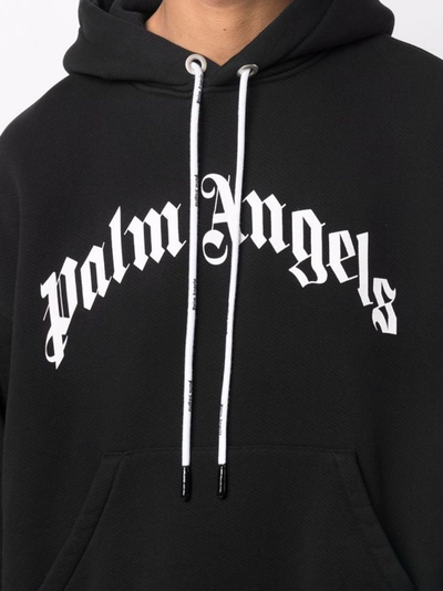 Palm Angels – Kapuzenpullover mit geschwungenem Logo in Schwarz