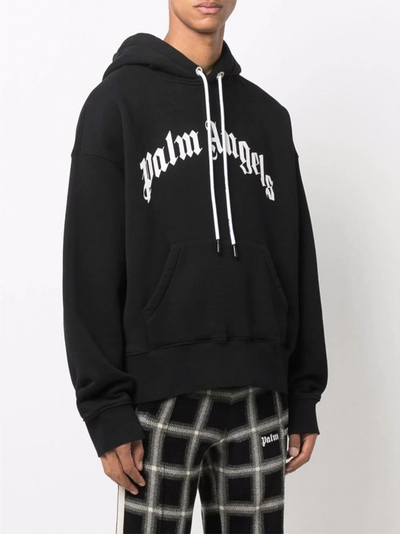 Palm Angels – Kapuzenpullover mit geschwungenem Logo in Schwarz