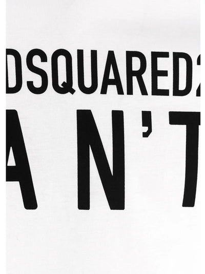 Dsquared2 – Weißes T-Shirt mit „I Can't“-Logo-Aufdruck