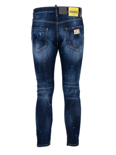 Dsquared2 Dark Neon Splash Zerrissene Cool Guy Jeans Blau