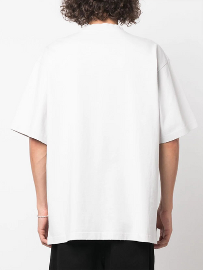 Balenciaga – Weißes T-Shirt mit umgekehrtem Logo-Print