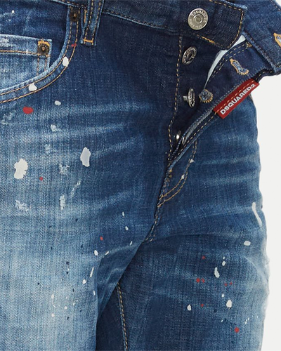 Dsquared2 – DSQ2 – Zerrissene Skaterjeans mit Patch in Blau