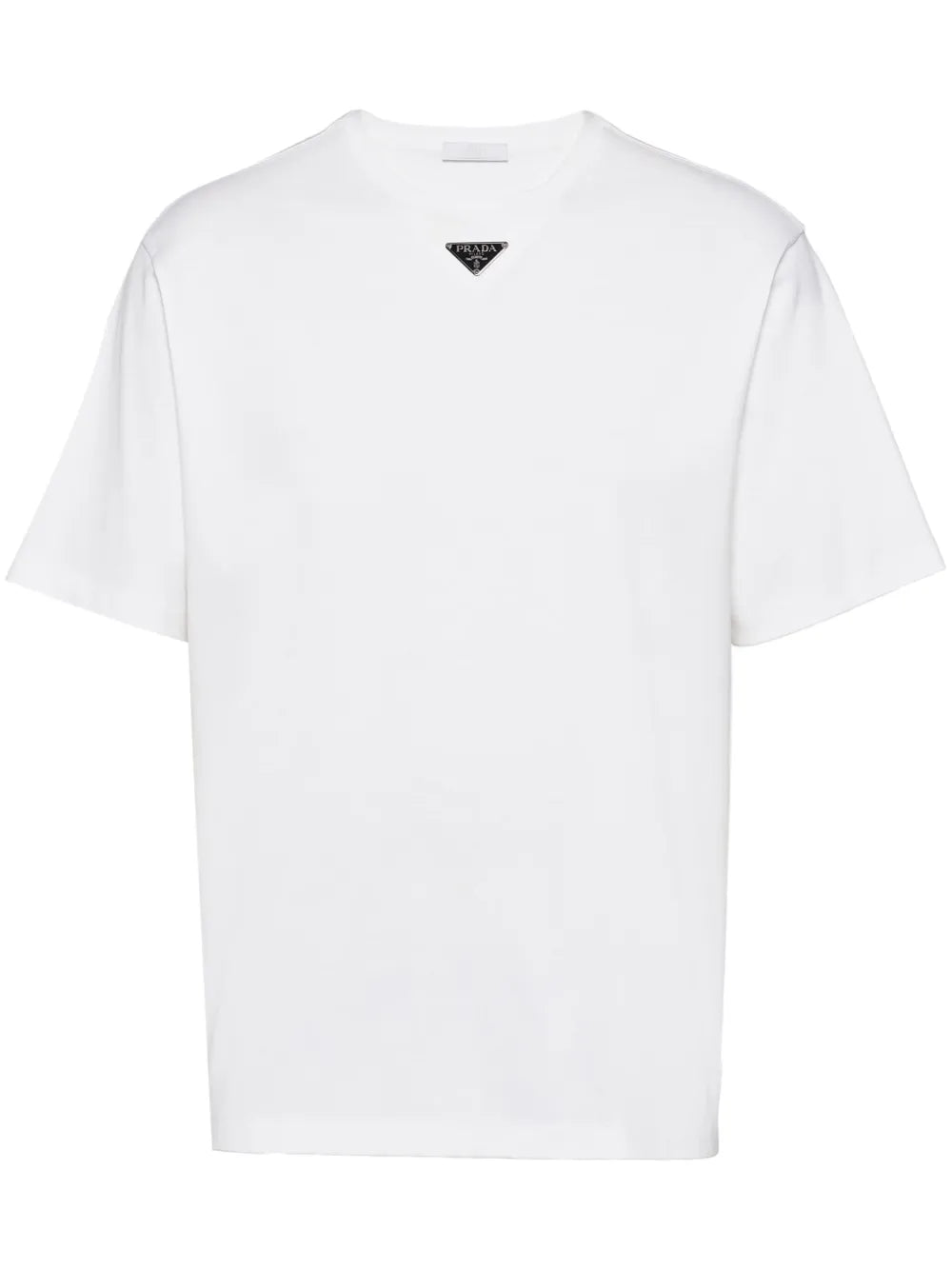 Prada – Weißes T-Shirt mit Dreiecksplakette