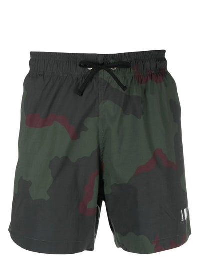Amiri – Core – Badeshorts mit Logo in Camouflage-Muster in Militärgrün