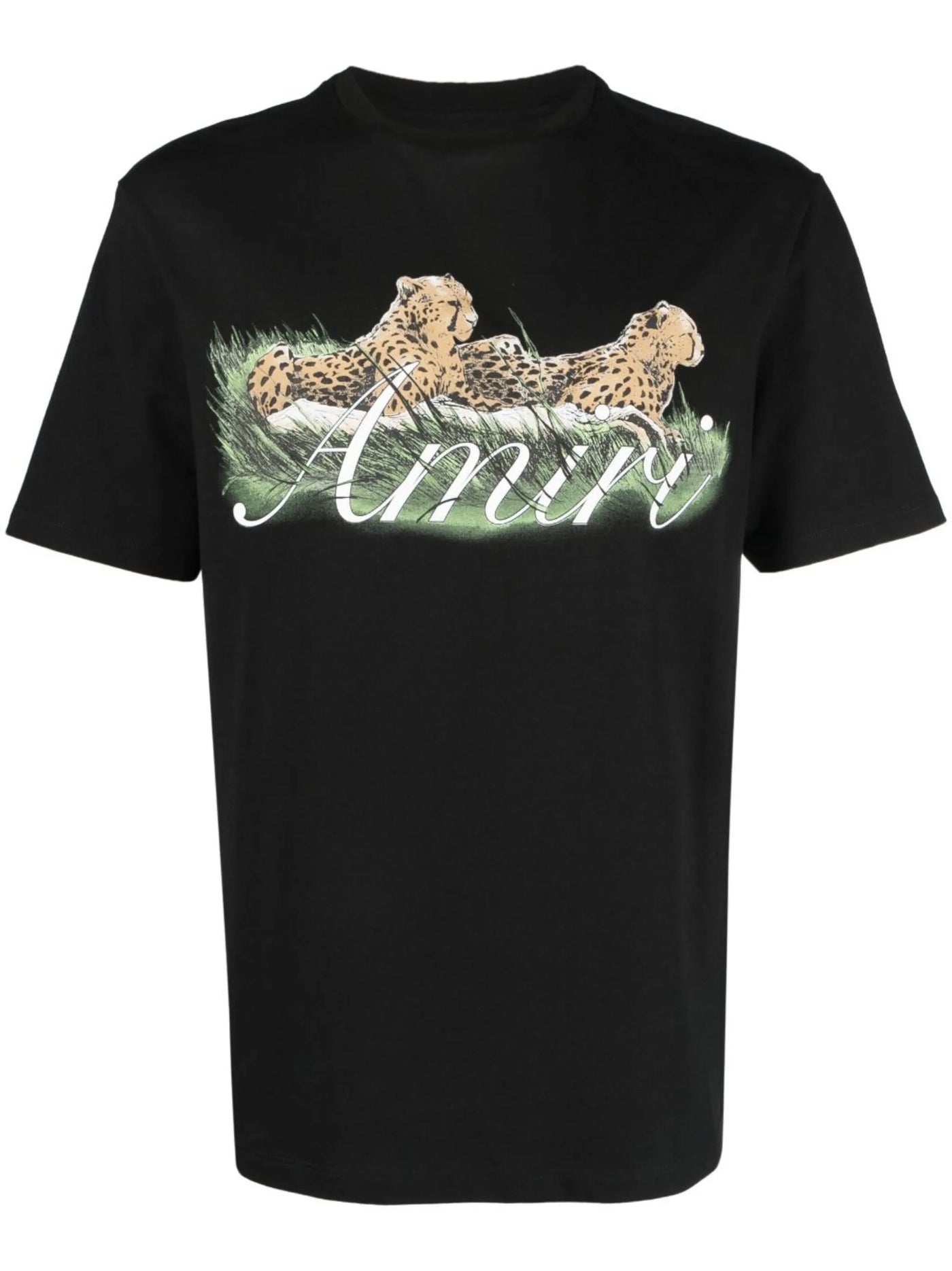Amiri – Schwarzes T-Shirt mit Geparden-Logo-Print