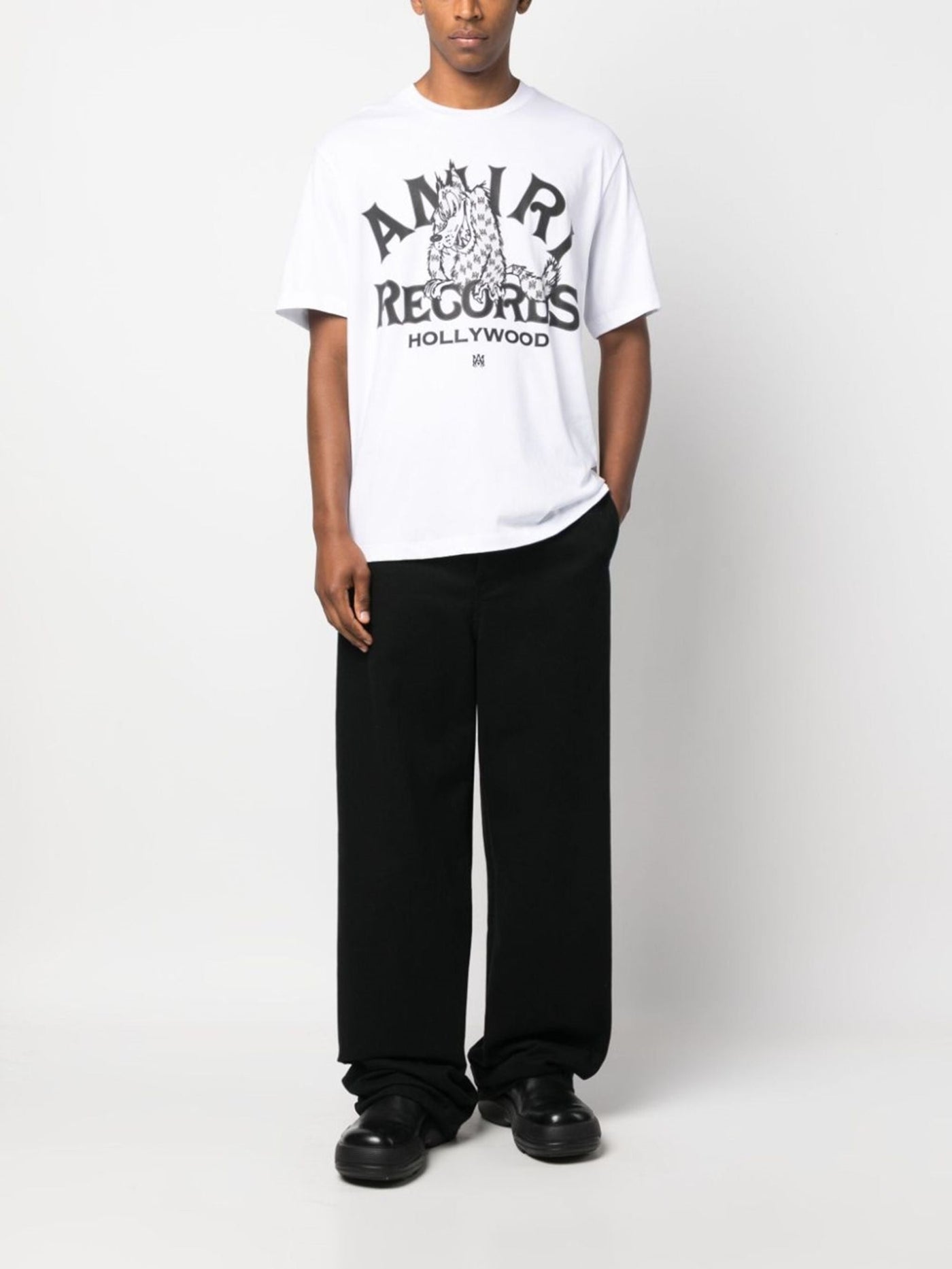Amiri Records – Weißes T-Shirt mit Wolfsdruck
