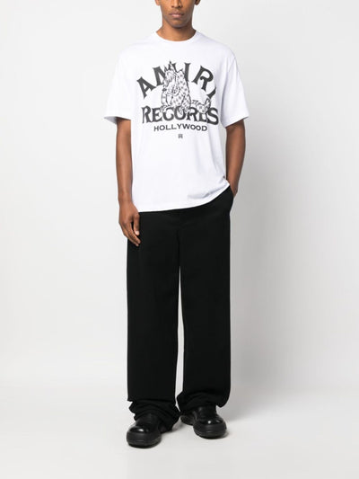 Amiri Records – Weißes T-Shirt mit Wolfsdruck