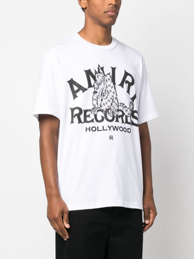 Amiri Records – Weißes T-Shirt mit Wolfsdruck