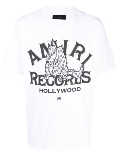 Amiri Records – Weißes T-Shirt mit Wolfsdruck